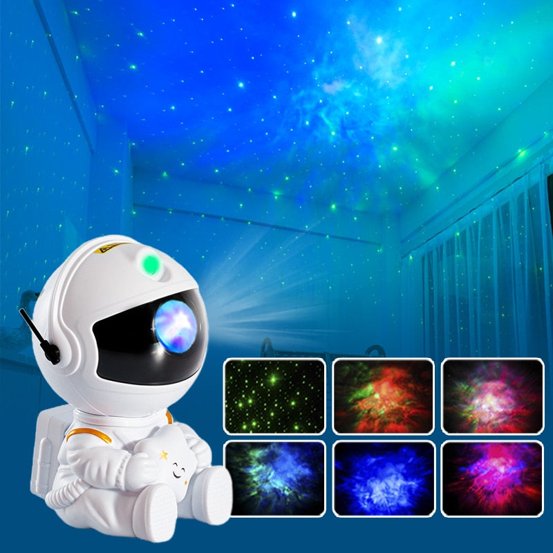 Projetor Astronauta Galáxia Led Noturna Estrelas Nebulosa