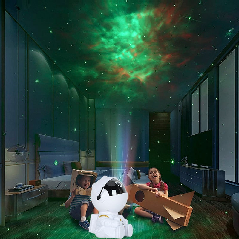 Projetor Astronauta Galáxia Led Noturna Estrelas Nebulosa