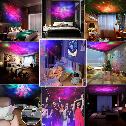 Projetor Astronauta Galáxia Led Noturna Estrelas Nebulosa