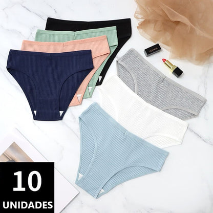 Kit Calcinhas Algodão Confort Antibacteriana [PAGUE 5 LEVE 10]