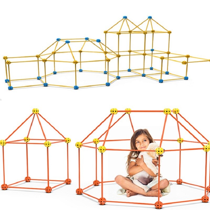 Kit de Construção Castelo Cabana Montar Infantil Montessori