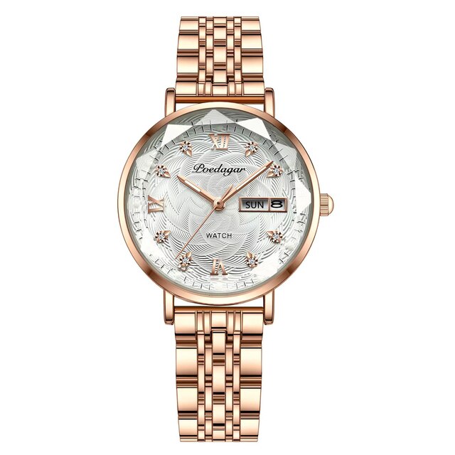Relógio Poedagar Luxo Feminino de Aço Inoxidável Dourado loja deepbel