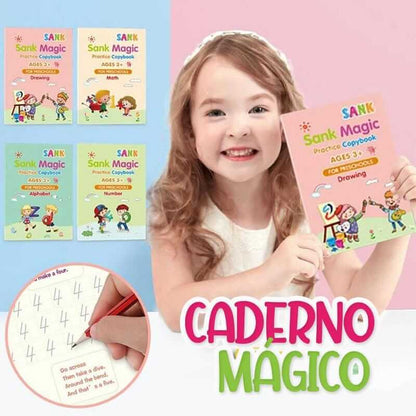 Caderno Mágico 3D - Caligrafia Perfeita Reutilizável Montessori Educativo