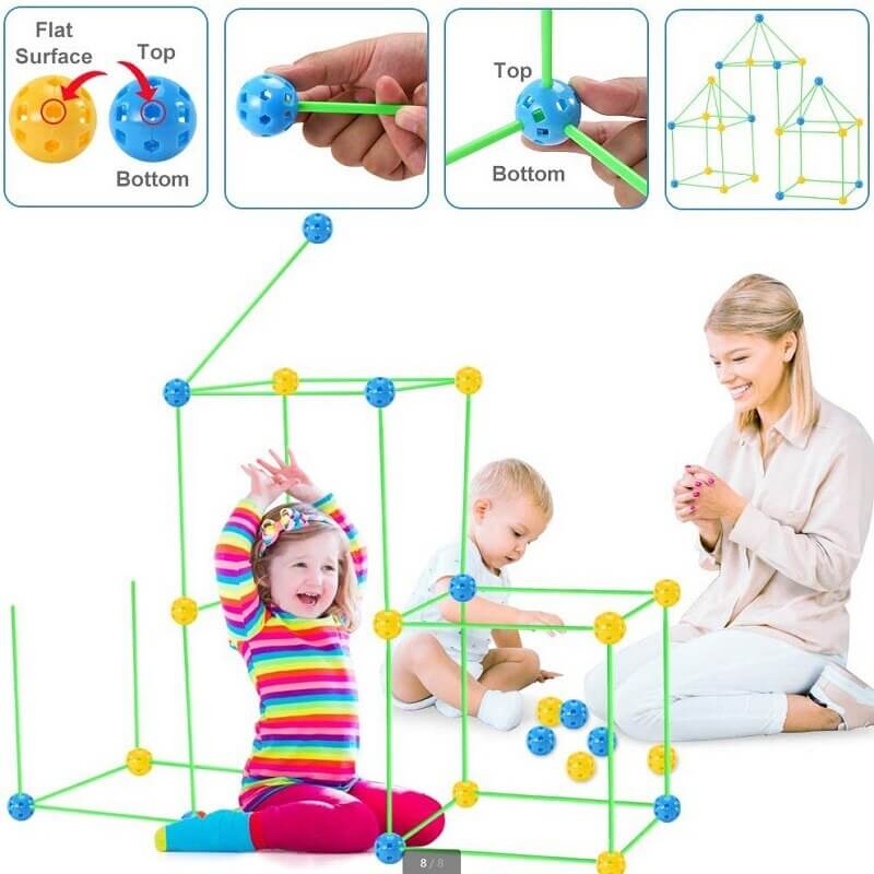 Kit de Construção Castelo Cabana Montar Infantil Montessori