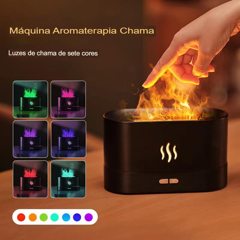 Ar Flame - Umidificador de Ar  Névoa de Fogo Ultra sônica led + Óleo Essencial
